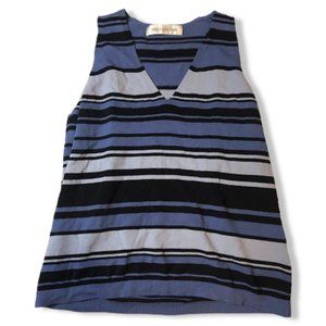 V-neck Blue Striped Tank Top